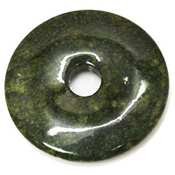 天然石件豌豆盤綠色蕾絲石甜甜圈形狀 ti-p-disk-63 約 40mm 第4張的照片