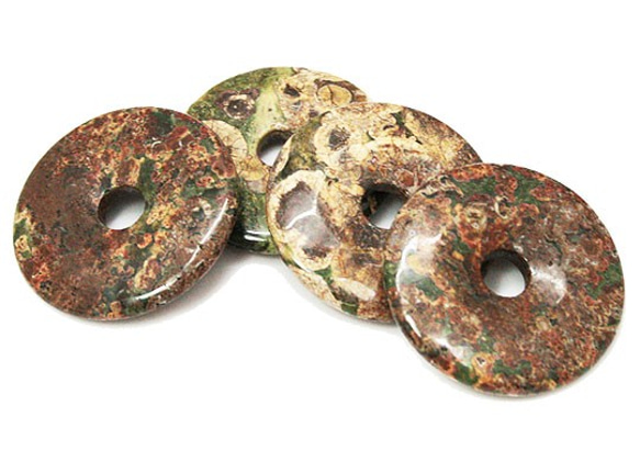 天然石材零件豌豆盤海洋碧玉甜甜圈形狀 ti-p-disk-64 約 40 毫米 第5張的照片