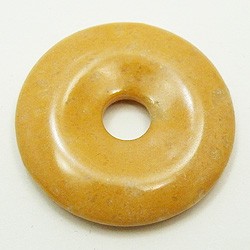 [僅庫存！ ]天然石材零件豌豆盤黃色碧玉甜甜圈型（另售）timy-pd-2約30mm 第1張的照片
