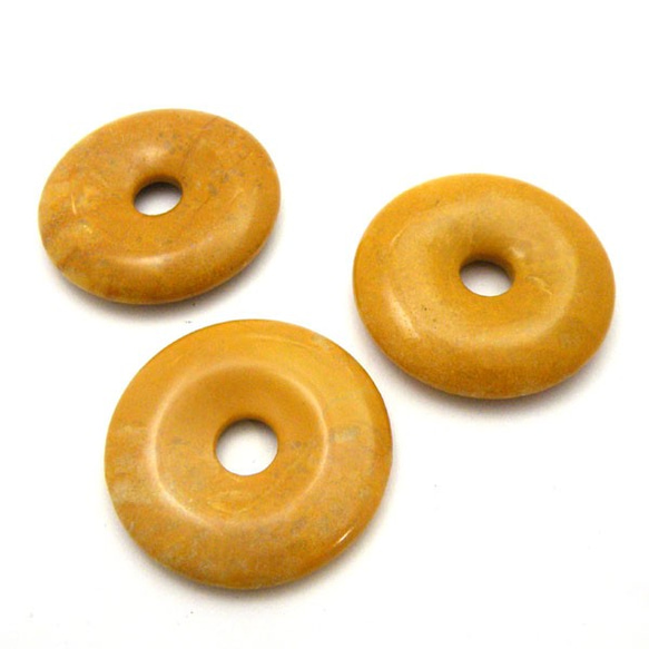 [僅庫存！ ]天然石材零件豌豆盤黃色碧玉甜甜圈型（另售）timy-pd-2約30mm 第3張的照片