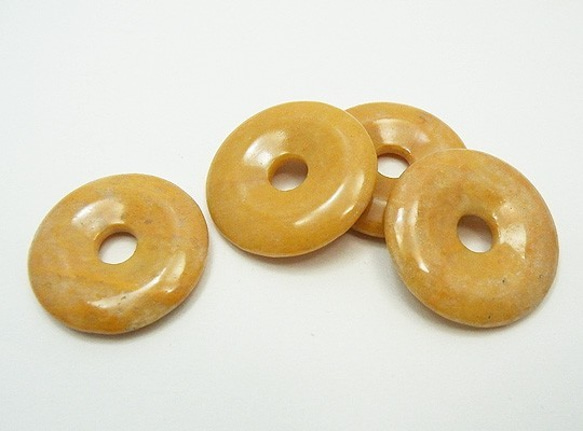 [僅庫存！ ]天然石材零件豌豆盤黃色碧玉甜甜圈型（另售）timy-pd-2約35mm 第2張的照片