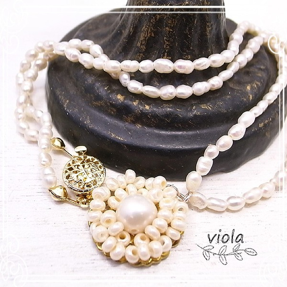 viora淡水珍珠花的寶石項鍊de-96-vi-02（43001） 第4張的照片
