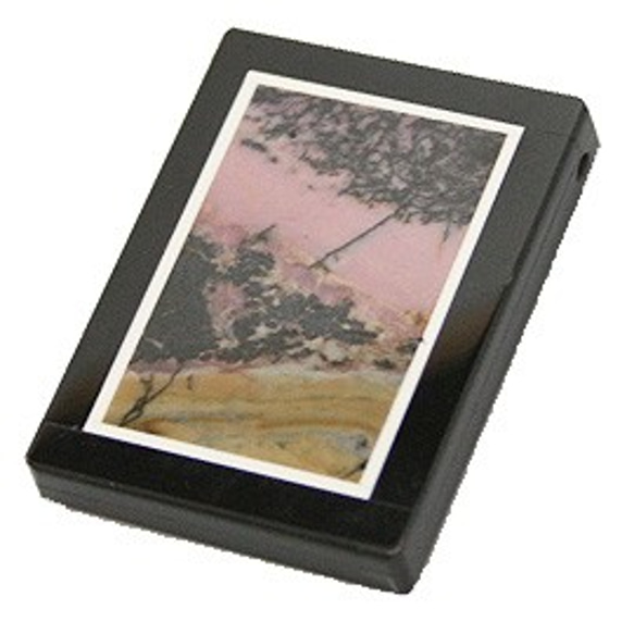 天然石パーツ　ブラックオニキス/ロードナイト　長方形パーツ（穴あり）　ti-pa-1281b 2枚目の画像
