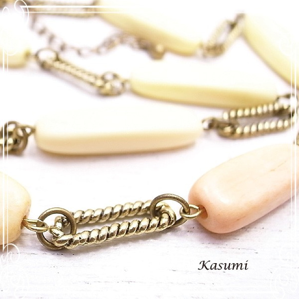 Kasumi木材opalite和骨頭項鍊de-59-ks-146 第2張的照片