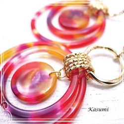 Kasumi大理石紋圓形耳環de-59-ks-159 第3張的照片