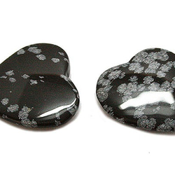天然石材零件心形零件/一孔Snowflake Opsidian ti-pa-1450 第2張的照片