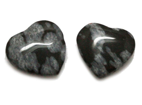 天然石材零件心形圖案零件Snowflake opsidian（3件套）ti-pa-1451 第2張的照片