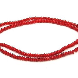 【在庫限り！】天然石 ビーズ 卸売　シーバンブー海竹珊瑚赤色（red coral)　ロンデルビーズ　liw-co-35 1枚目の画像