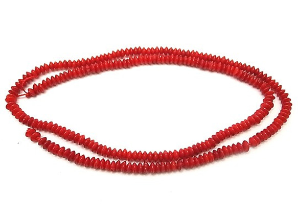 【在庫限り！】天然石 ビーズ 卸売　シーバンブー海竹珊瑚赤色（red coral)　ロンデルビーズ　liw-co-35 1枚目の画像