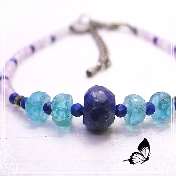 BUTTERFLY　クンツァイト/ラピスラズリ ブレスレット　de-93-bu-29