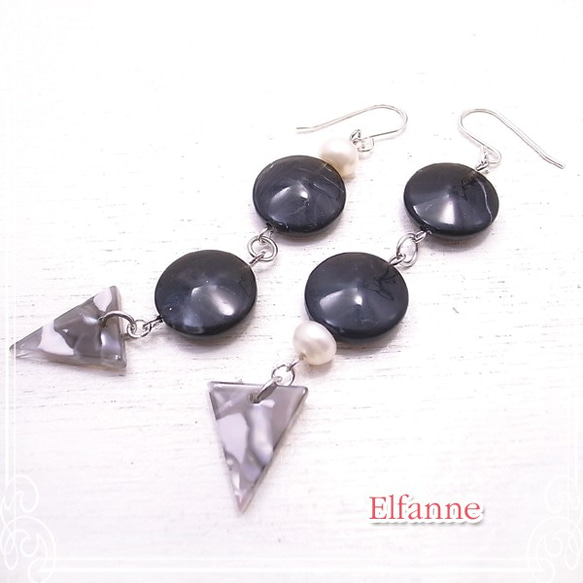 Elfanne酷黑色耳環de-81-el-36（EMPP-0034） 第1張的照片
