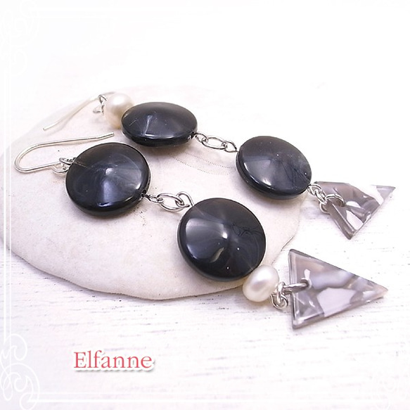 Elfanne酷黑色耳環de-81-el-36（EMPP-0034） 第4張的照片