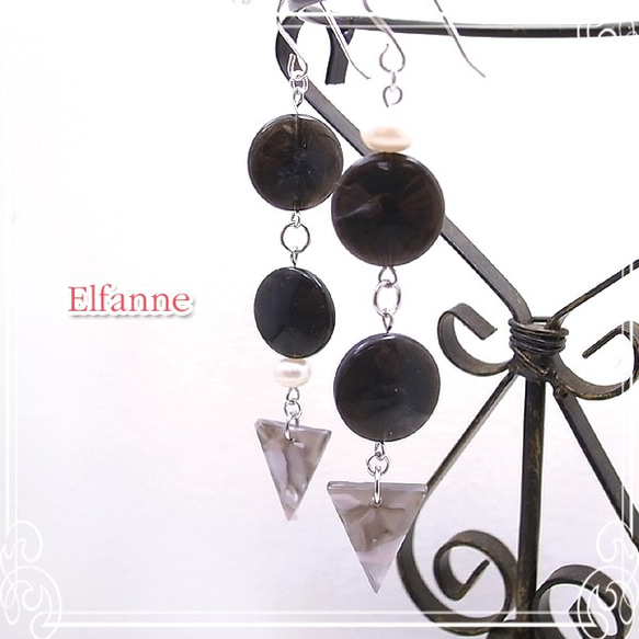 Elfanne　クールブラック　ピアス　de-81-el-36 (EMPP-0034) 5枚目の画像