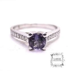Lara系列紫水晶和氧化鋯銀戒指【第14號】de-01-la-09 第2張的照片
