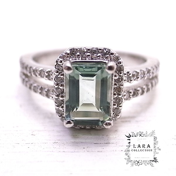 Lara collection　グリーンアメジスト(プラシオライト)＆ジルコニアリング【14号】　de-01-la-23