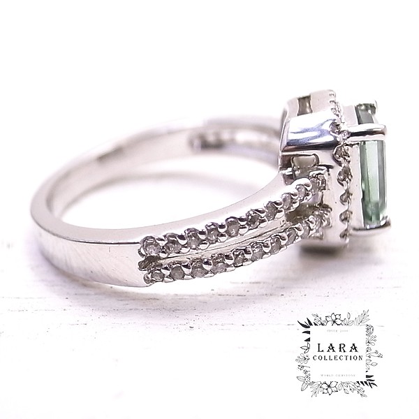 Lara collection　グリーンアメジスト(プラシオライト)＆ジルコニアリング【14号】　de-01-la-23