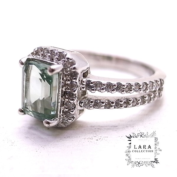 Lara collection　グリーンアメジスト(プラシオライト)＆ジルコニアリング【14号】　de-01-la-23