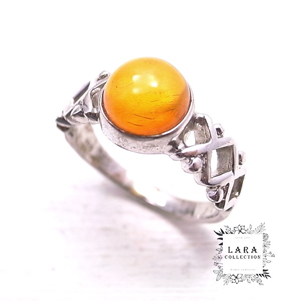 Lara collection　アンバーシルバーリング【16号】　de-01-la-26