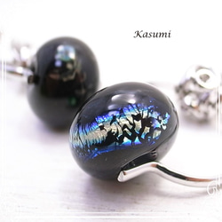 Kasumi　手作りトンボ玉(日本製)のイヤリング　de-59-ks-195 2枚目の画像