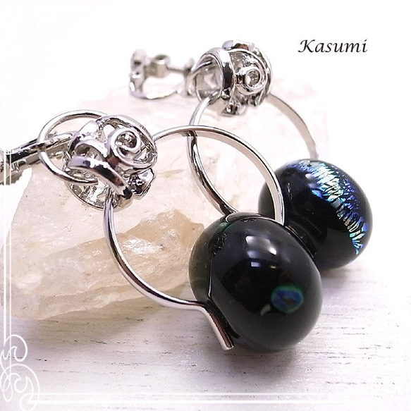 Kasumi　手作りトンボ玉(日本製)のイヤリング　de-59-ks-195 4枚目の画像
