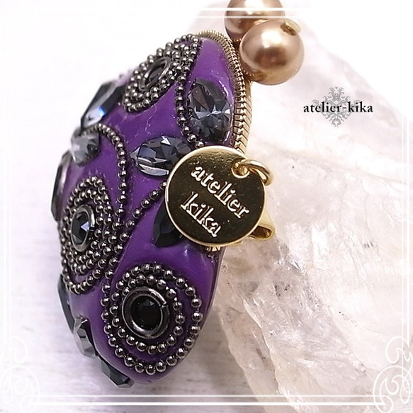 Atelier-Kika Gamaguchi胸針（紫色）de-104-ak-26 第3張的照片