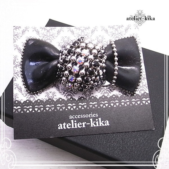 Atelier-Kika緞帶別針胸針（黑色）de-104-ak-28 第5張的照片