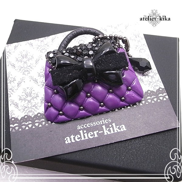 Atelier-Kika迷你包胸針（紫色）DE-104-AK-30 第5張的照片