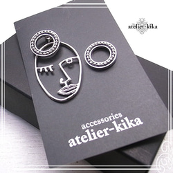 Atelier-Kika不對稱臉耳環de-104-ak-43 第5張的照片
