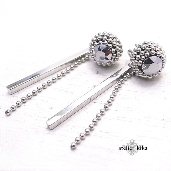 atelier-kika　メタリックロングデザインピアス　de-104-ak-49