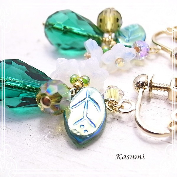 Kasumi捷克串珠植物耳環de-59-ks-240 第2張的照片