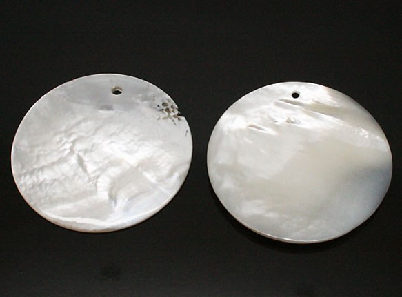 天然石材零件貝殼/珍珠母穿孔的圓形零件ti-pa-1017 第2張的照片