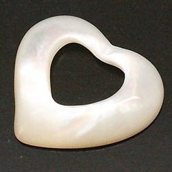 天然石材零件貝殼/珍珠貝母心形穿孔零件（3套）ti-pa-969 第1張的照片