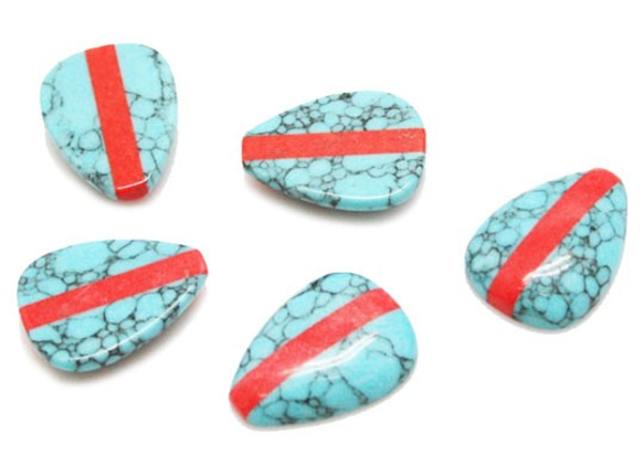 人造石零件珠子人造合成石綠松石珊瑚紅（人造石）（2套）TI-SYN-37 第2張的照片