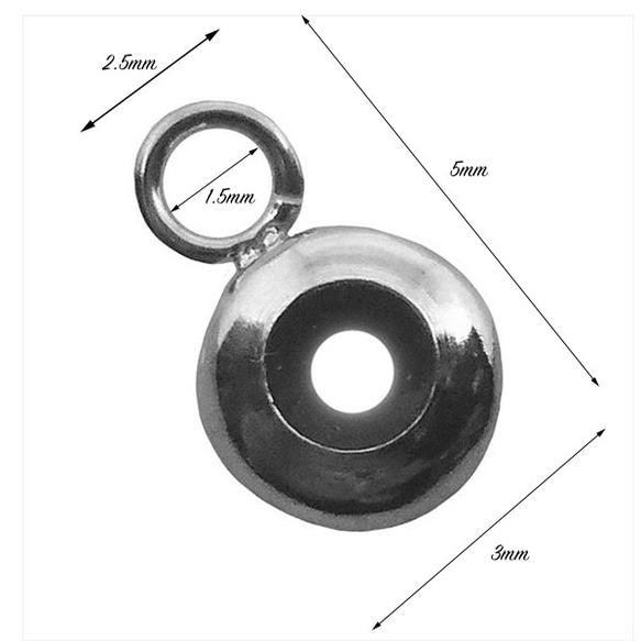 貴金属の材料　シルバーシリコンストッパーロンデルビーズリング付き　sb28　5x3mm（3個セット） 6枚目の画像
