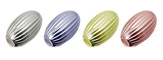 貴金属の材料　シルバービーズパーツ　オーバルコルゲートビーズ　sb03　7x12mm（10個セット）