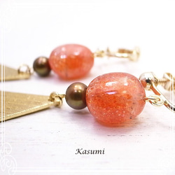 Kasumi Sunstone和淡水珍珠耳環de-59-ks-247 第2張的照片