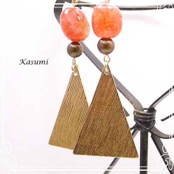 Kasumi Sunstone和淡水珍珠耳環de-59-ks-247 第5張的照片