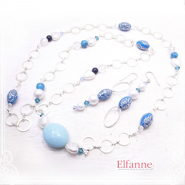 Elfanne　All Blue　ネックレス＆ピアス　de-81-el-78 (ESWN+P-0003)