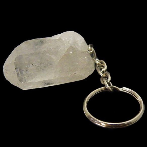 天然石鉱物キーホルダー ～クォーツ水晶(Quartz)ラフ原石～　gs-sp-5508 1枚目の画像