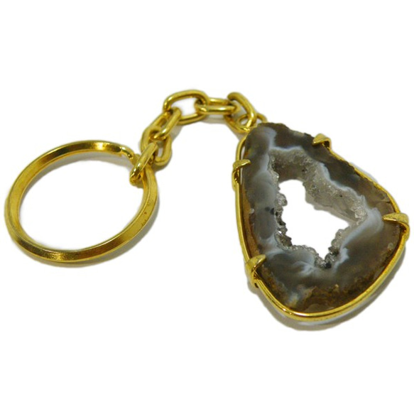 天然石材礦物鑰匙扣-Geode Slice- gs-sp-5547 第2張的照片