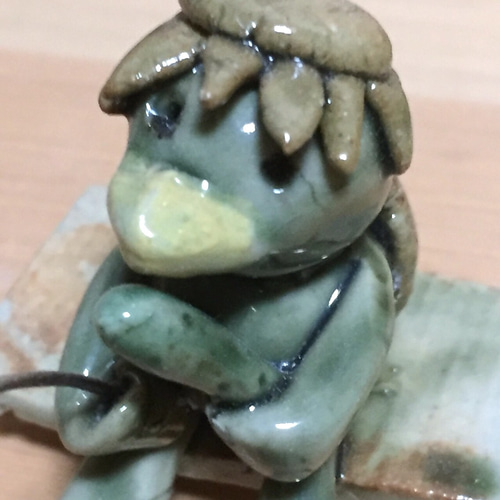 河童の置物　作家モノ　陶器 河童の置物 作家モノ 陶器