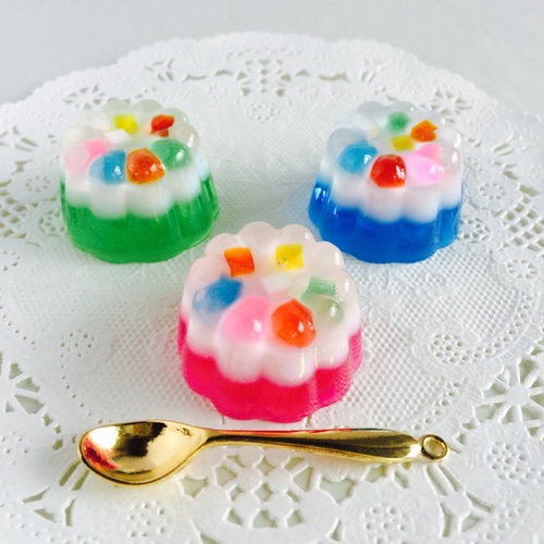 カラフルモザイクゼリーのキーホルダー（メロン） キーホルダー Fruit