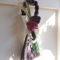 しめ縄飾り　紫　S 2枚目の画像
