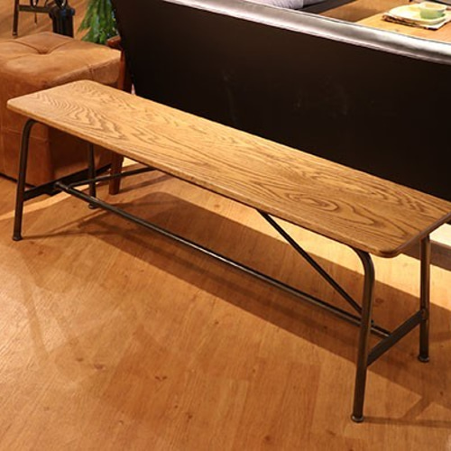 玄関先迄納品 W1200】オーク無垢材のアイアンベンチ 北欧 男前インテリア ソファ・ベンチ