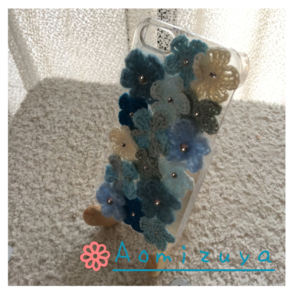 お花のiPhoneケース　iPhone5/5s用　ブルー 2枚目の画像