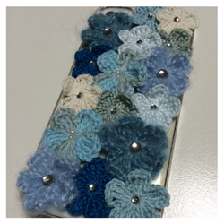 お花のiPhoneケース　iPhone5/5s用　ブルー 3枚目の画像