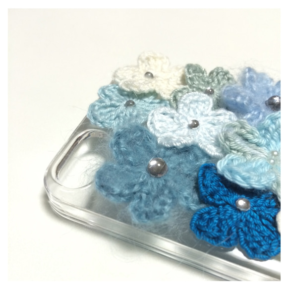 お花のiPhoneケース　iPhone5/5s用　ブルー 4枚目の画像