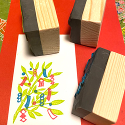 ⌘日本の文化〓七夕はんこ〓【色分けできる笹飾り】4×5.5㎝ 4枚目の画像