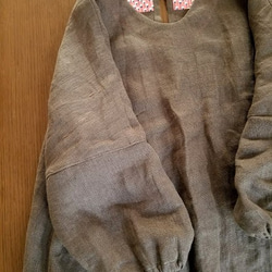福袋。リネンかっぽう着とポンチョのセット。C&Sカラーリネン グリーン。 4枚目の画像