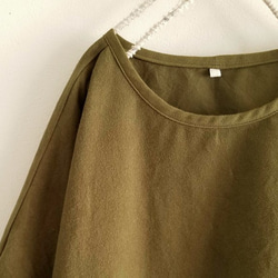 コットンフランネルの起毛ポンチョ。オリーブグリーン。М・Ｌ【受注製作】 6枚目の画像